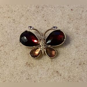 Liz Claiborne Red and Gold Butterfly Brooch